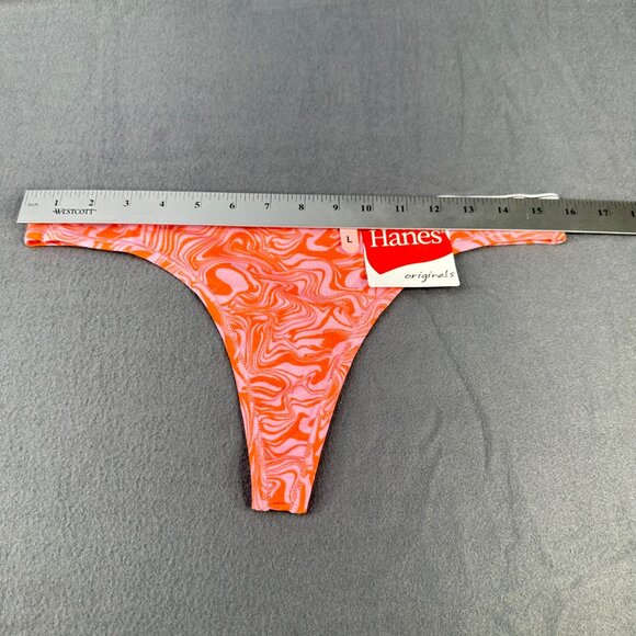 Hanes Originals Women's Size Large 7 Panty Thong Swirl Print Red Pink New - Picture 6 of 8